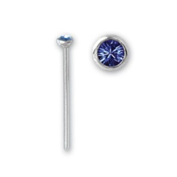 Bijou piercing nez plat avec strass tige tire droite argent 925 NOS 4