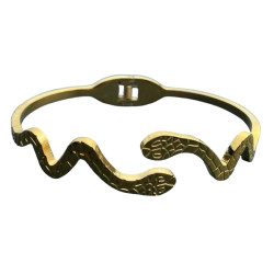 Bracelet acier doré motif serpent à charnière ASH141D