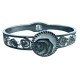 Bracelet acier motif fleurs roses à charnière ASH234A