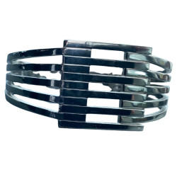 Bracelet acier motif manchette à rayures à charnière ASH188A