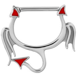 Bijou téton avec motif endiablé - barre 1,6 mm acier 316L SNC 23