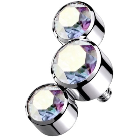 Embout 3 brillants cristal Swarovski en long courbé pour micro dermal titane G23 QBTY16
