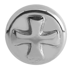 Embout rond plat motif croix de fer acier 316L, à visser 1,6 mm SD 2