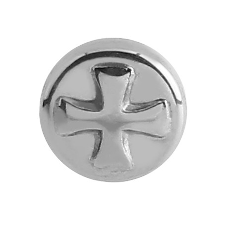 Embout rond plat motif croix de fer acier 316L, à visser 1,6 mm SD 2