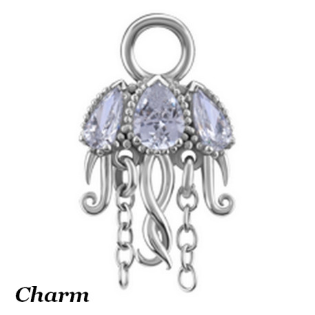 Accessoire charm méduse avec strass pour personnaliser bijoux en COCR NF ABH 53