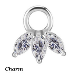 Accessoire charm marquise avec 3 strass pour personnaliser bijoux en COCR NF ABH 44