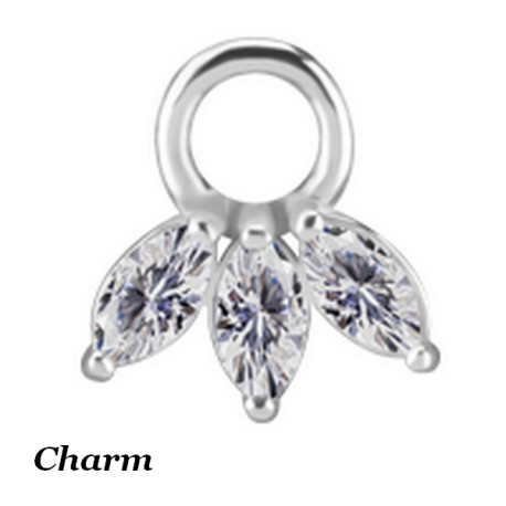 Accessoire charm marquise avec 3 strass pour personnaliser bijoux en COCR NF ABH 44