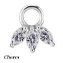 Accessoire charm marquise avec 3 strass pour personnaliser bijoux en COCR NF ABH 44