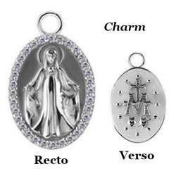 Accessoire charm médaille vierge Marie strass blancs pour personnaliser bijoux en COCR NF ABH 40
