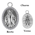 Accessoire charm médaille vierge Marie strass blancs pour personnaliser bijoux en COCR NF ABH 40