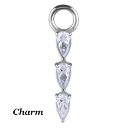 Accessoire charm avec 3 strass gouttes en long pour personnaliser bijoux en COCR NF ABH 42