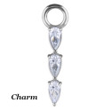 Accessoire charm avec 3 strass gouttes en long pour personnaliser bijoux en COCR NF ABH 42