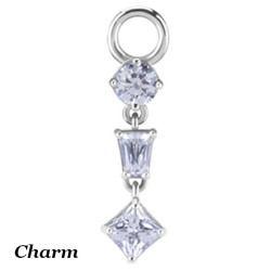 Accessoire charm avec 3 strass différents en long pour personnaliser bijoux en COCR NF ABH 43