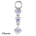 Accessoire charm avec 3 strass différents en long pour personnaliser bijoux en COCR NF ABH 43