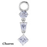 Accessoire charm avec 3 strass différents en long pour personnaliser bijoux en COCR NF ABH 43