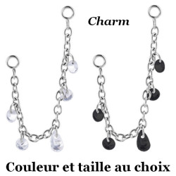 Accessoire charms chaine avec 5 strass pour personnaliser bijoux en COCR NF ABH 46