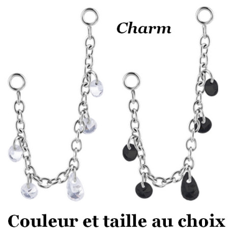 Accessoire charms chaine avec 5 strass pour personnaliser bijoux en COCR NF ABH 46