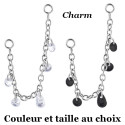 Accessoire charms chaine avec 5 strass pour personnaliser bijoux en COCR NF ABH 46