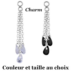 Accessoire charm 3 chaines avec 3 strass pour personnaliser bijoux en COCR NF ABH 47
