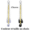 Accessoire charm 3 chaines avec 3 strass pour personnaliser bijoux en COCR NF ABH 48