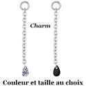Accessoire charm 1 chaine avec 1 strass pour personnaliser bijoux en COCR NF ABH 49