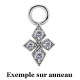 Accessoire charm losange fleur avec 4 strass pour personnaliser bijoux en COCR NF ABH 52
