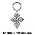 Accessoire charm losange fleur avec 4 strass pour personnaliser bijoux en COCR NF ABH 52