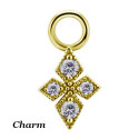 Accessoire charm losange fleur avec 4 strass pour personnaliser bijoux en COCR NF or GPABH 48