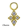 Accessoire charm losange fleur avec 4 strass pour personnaliser bijoux en COCR NF or GPABH 48