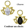 Accessoire charm fleur lotus avec 1 strass pour personnaliser bijoux en COCR NF or GPABH 46