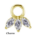 Accessoire charm marquise avec 3 strass pour personnaliser bijoux en COCR NF or GPABH 45