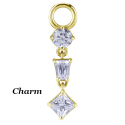 Accessoire charm avec 3 strass différents en long pour personnaliser bijoux en COCR NF or GPABH 44