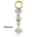 Accessoire charm avec 3 strass différents en long pour personnaliser bijoux en COCR NF or GPABH 44