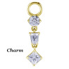 Accessoire charm avec 3 strass différents en long pour personnaliser bijoux en COCR NF or GPABH 44