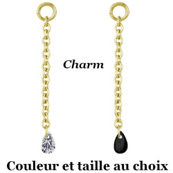 Accessoire charm 1 chaine avec 1 strass pour personnaliser bijoux en COCR NF or GPABH 43