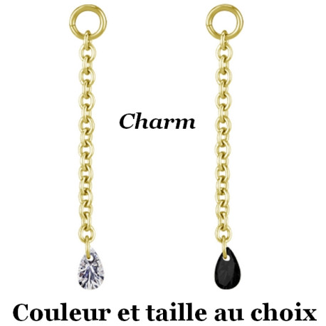 Accessoire charm 1 chaine avec 1 strass pour personnaliser bijoux en COCR NF or GPABH 43