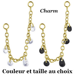 Accessoire charms chaine avec 5 strass pour personnaliser bijoux en COCR NF or GPABH 41