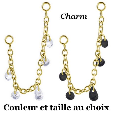 Accessoire charms chaine avec 5 strass pour personnaliser bijoux en COCR NF or GPABH 41