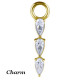 Accessoire charm avec 3 strass gouttes en long pour personnaliser bijoux en COCR NF or GPABH 40