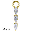 Accessoire charm avec 3 strass gouttes en long pour personnaliser bijoux en COCR NF or GPABH 40