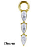Accessoire charm avec 3 strass gouttes en long pour personnaliser bijoux en COCR NF or GPABH 40