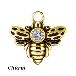 Accessoire charm abeille avec 1 strass pour personnaliser bijoux en COCR NF or GPABH 38