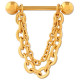Bijou téton pendant 2 chaines - barre 1,6 mm acier 316L doré or fin GPSNS 09