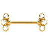 Bijou téton 3 strass blancs en long de chaque coté - barre 1,6 mm acier doré or fin GPSNS 08