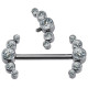 Bijou téton 5 strass blancs en long de chaque coté - barre 1,6 mm vis interne titane G23 TNS 001