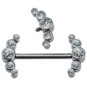 Bijou téton 5 strass blancs en long de chaque coté - barre 1,6 mm vis interne titane G23 TNS 001