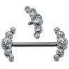 Bijou téton 5 strass blancs en long de chaque coté - barre 1,6 mm vis interne titane G23 TNS 001