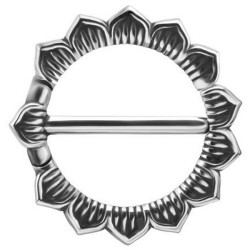 Bijou téton avec contour anneau motif fleur - barre 1,6 mm acier 316L SNC 19