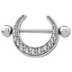 Bijou téton motif lune avec strass - barre 1,6 mm acier 316L SNS 97