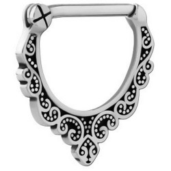 Bijou téton avec motif ethnique - barre 1,6 mm acier 316L SNC 22